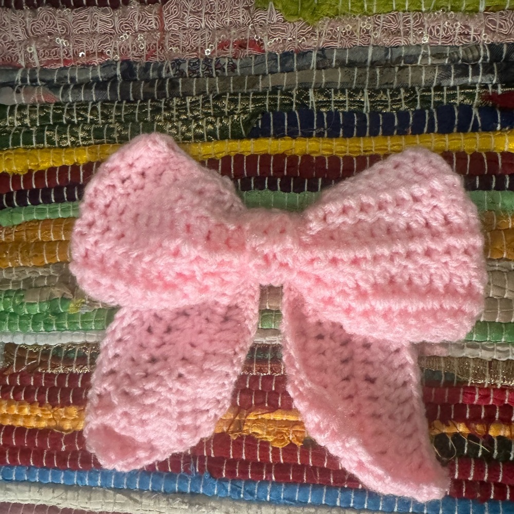 🎀croquet crochet pink bow🎀